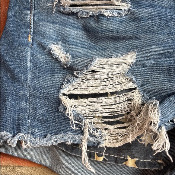 American Eagle Outfitters Blue Distressed Jean Short Shorts - Picture 5 of 5